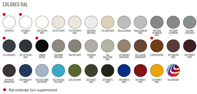 Colores Pérgola de aluminio motorizadas Colores Pérgola de aluminio motorizadas