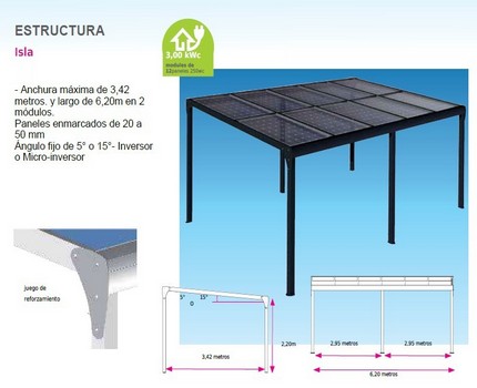 Pérgola paneles solares sobre estructura Sevilla