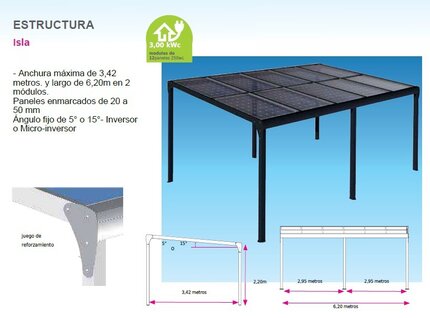 Pérgola paneles solares sobre estructura Sevilla