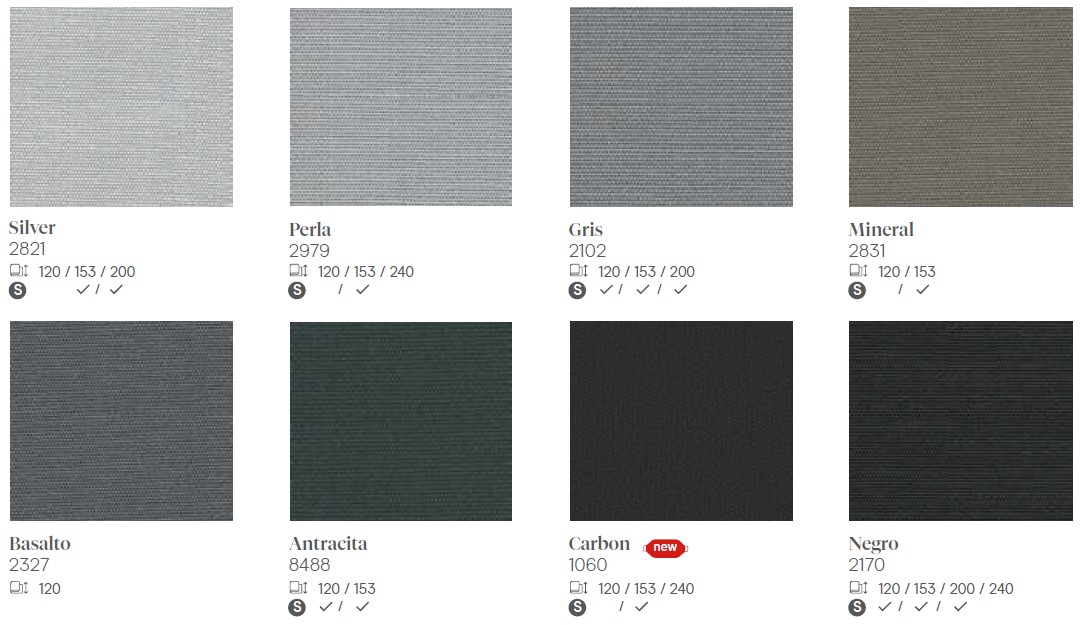 Lonas Silver perla gris mineral basalto antracita carbon negro Sevilla Lonas Silver perla gris mineral basalto antracita carbon negro Sevilla