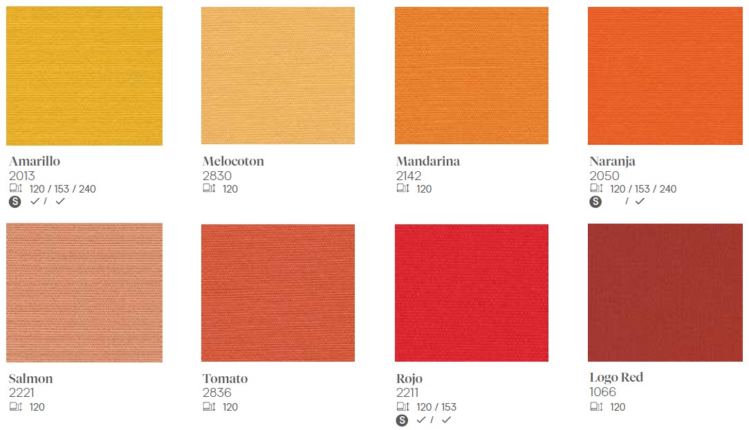 Lona Amarillo melocoton mandrina naranja salmon tomato rojo logo red Sevilla